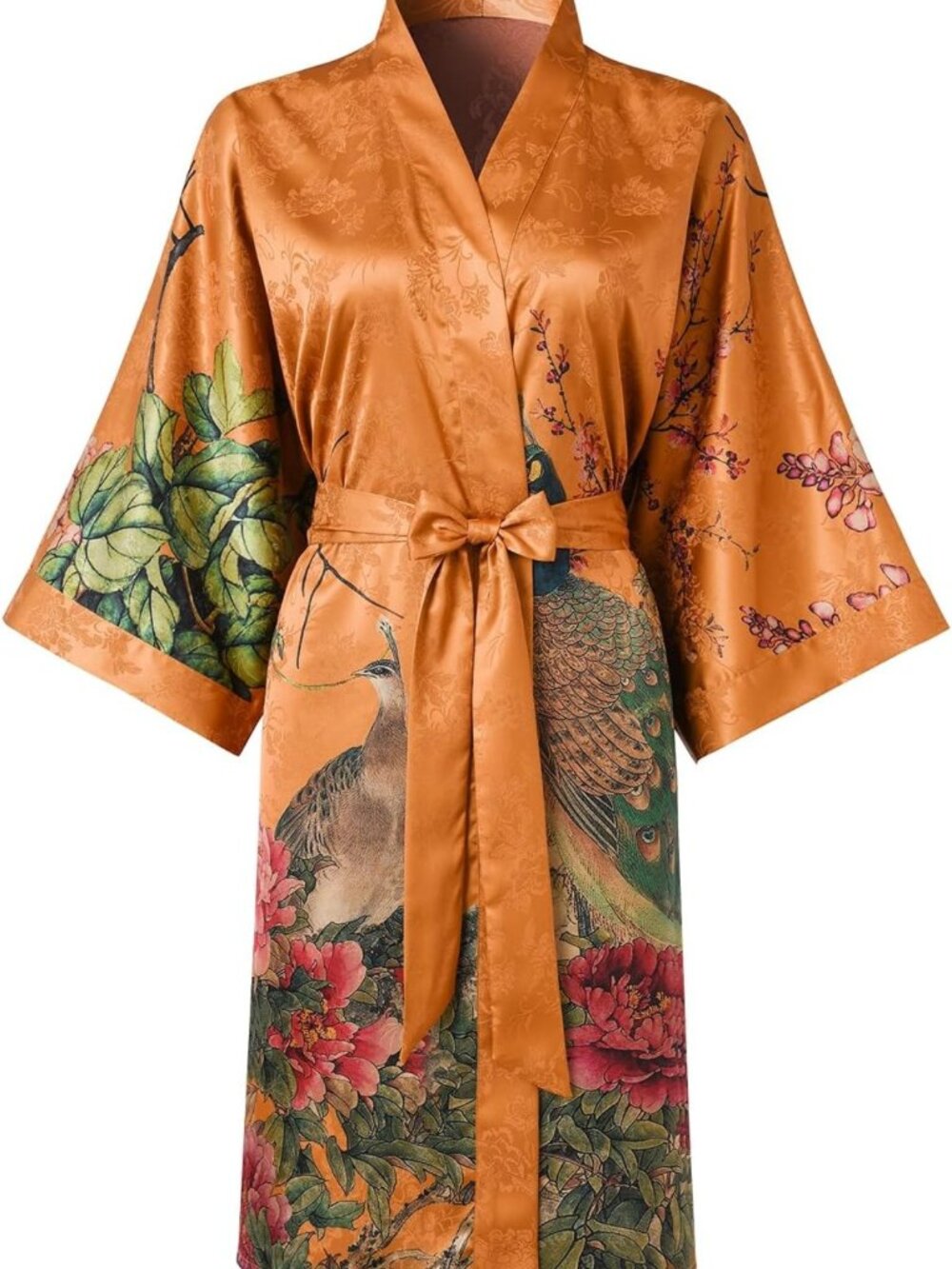 Floral Print Women's Kimono Robe - Short Bathrobe Nightgown for Relaxation